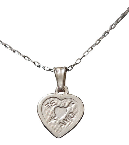 Collar Cadena Corazon Te Amo Hombre Plata 925 + Caja Regalo