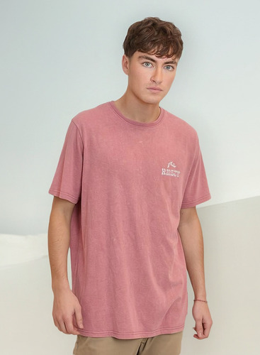 Polera Manga Corta Rusty Wave Tee Rojo Hombre Rusty