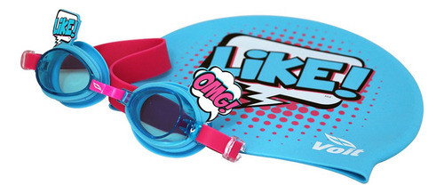 Set De Natación Voit Kids Eyes Goggle Y Gorra Color Rosa