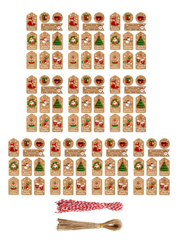 Etiquetas Navideñas Con Cuerdas, Etiquetas De 100 Piezas