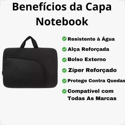 Capa Case Luva Notebook Com Bolso Alça 14 15,6 17 Polegadas