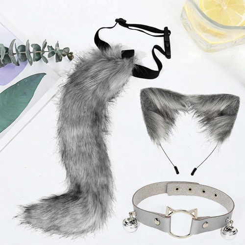 Conjunto De Collar, Diadema Y Cola Con Orejas Para