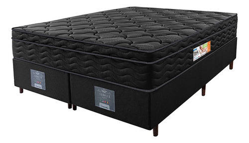 Cama inBox Queen colchão ortopédico black mais box 158cm x 198cm x 67cm One Face espuma D33 preto