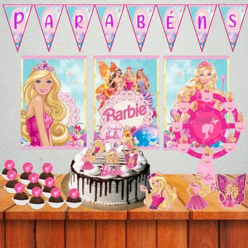 Barbie princesa popstar topo de bolo grátis decoração de festa