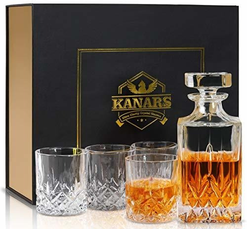 Kanars Juego De 5 Piezas De Decoracion De Whisky De Cristal 