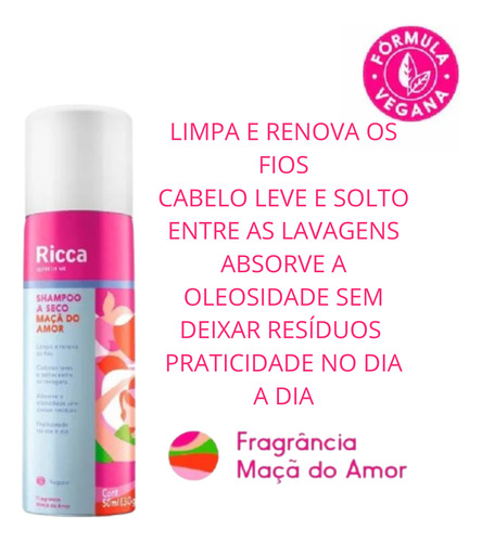 Shampoo A Seco Maçã Do Amor Love Is In The Hair 50ml Ricca