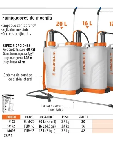 Aspersor de mochila truper hotsell