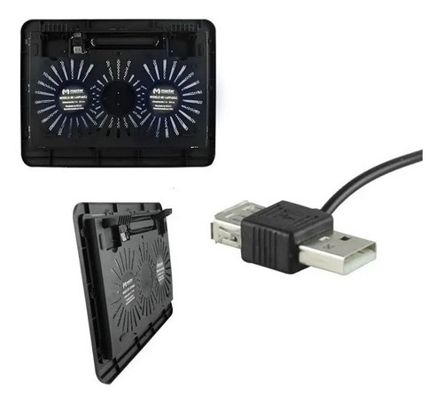 Ventilador Para Pc Laptop Alto Rendimiento Mc-lapfanx2s Color Negro Led Azul