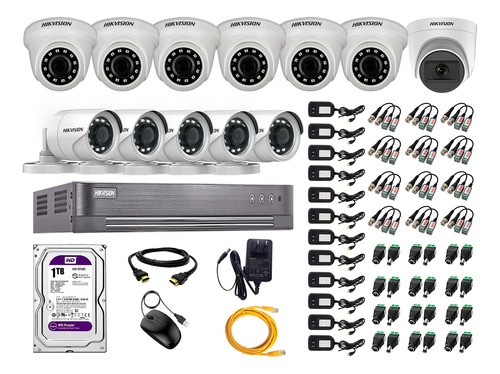 Cámaras Vigilancia Kit 12 Hikvision Full Hd 1tb + Microfono