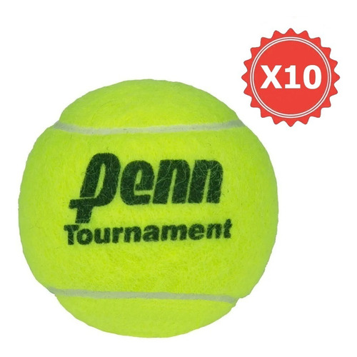 Pelota Tenis Penn Tournament Pack X 10 Polvo Cemento Padel 