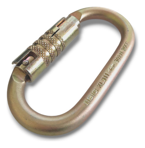 Mosquetón Oval Acero 25kn Isc Seguro Automático Rescate Color Dorado
