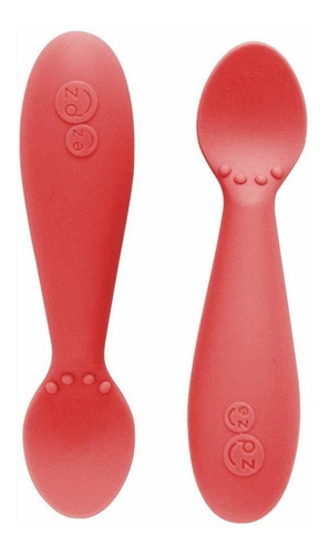 Imagen 1 de 6 de Ezpz Tiny Spoon (paquete De 2 En Coral) Cucharas De Silic...