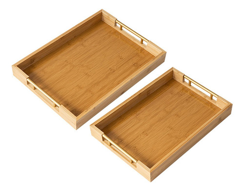 Elegante Bandeja De Bambú Para Servir 38cmx26.5cmx5cm