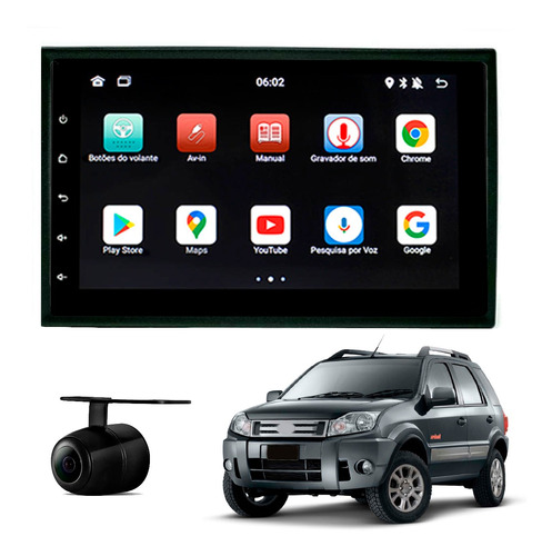 Central Multimídia Android Bt Gps Wifi Ford Ecosport 07-10