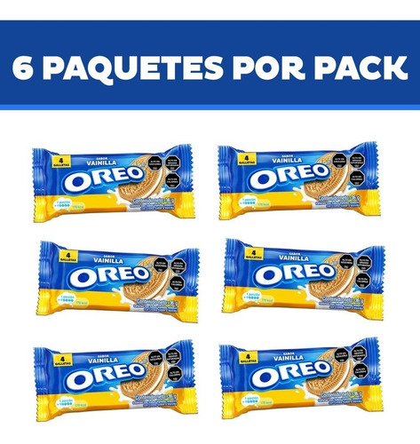 Imagen 2 de 7 de Oreo Galletas De Vainilla Rellenas Sabor Vainilla 6 X 36 Gr