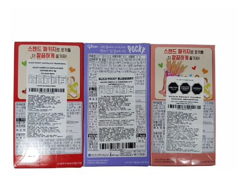 Pocky Coreano 3 Pz Chocolate, Fresa Y Blueberry Edición Esp.