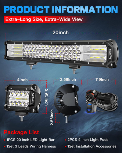 Kit De Barras De Luz Led E Cápsulas Ledkito De 20 Polegadas