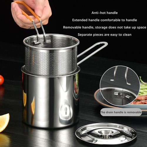 Olla Freidora De Acero Inoxidable, Sin Cepillo For Ollas