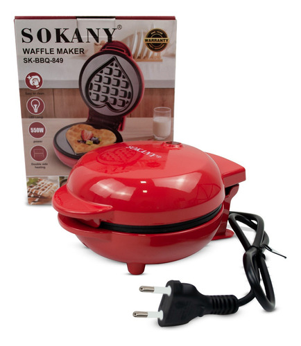 Forma De Waffle Elétrica Sokany  SK-BBQ-849 Coração Cor Vermelho