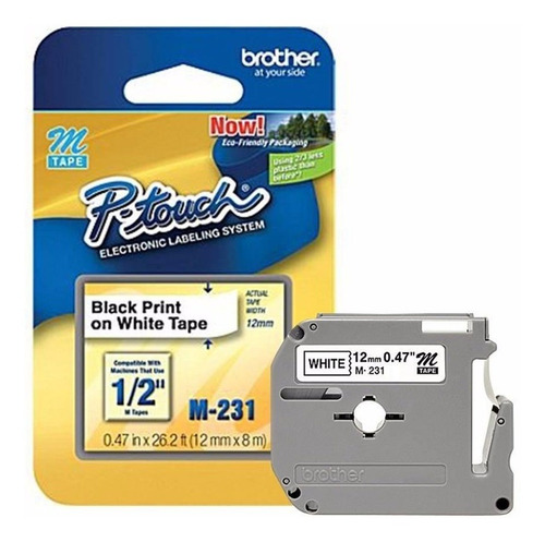 Fita Brother M231 12 Mm Rotulador Preto - M231