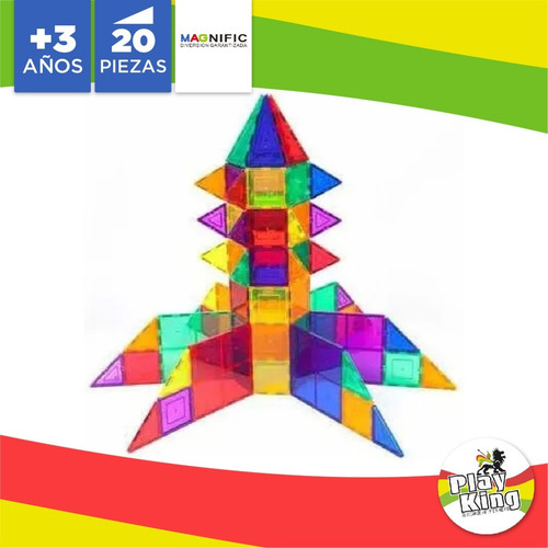 Imagen 4 de 9 de Magnific Bloques Magneticos Diversion 20 Pzs Playking