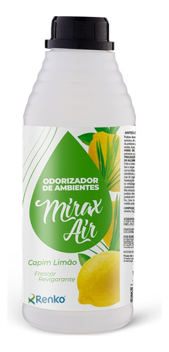 Odorizador De Ambientes Renko Mirax Air 1 Litro Capim Limão