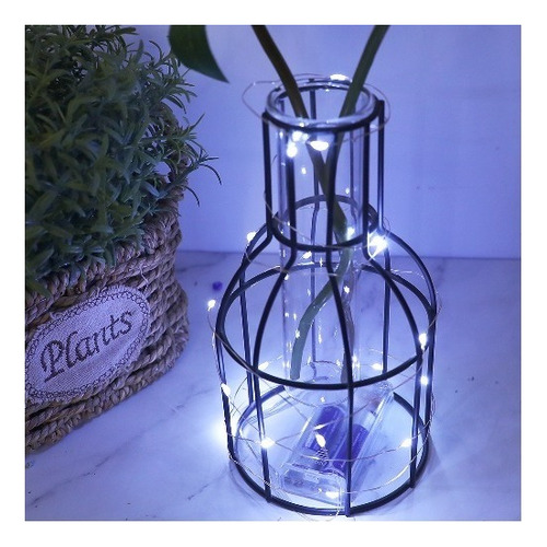 Fio Fada Arame Com 50 Leds Branca A Pilha Luzes Branco 4.5