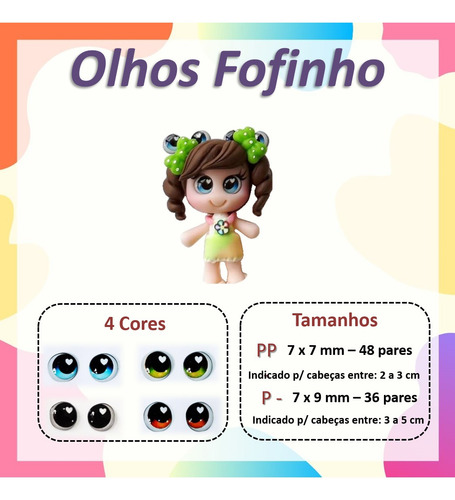 Imagem 5 de 10 de Cartela De Olhos Resinados Para Biscuit Vários Modelos -pp E