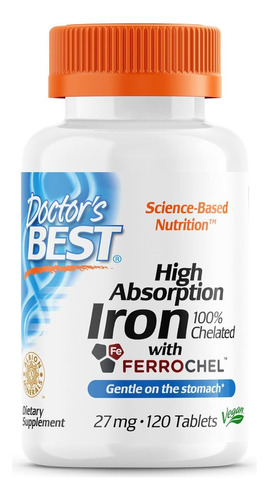 Hierro De Alta Absorción 27 Mg Doctor's Best 120 Tabletas