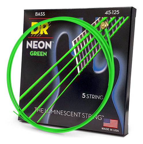 Cuerdas De Bajo Dr Strings Ngb5-45 Hi-deff Neon Green K3