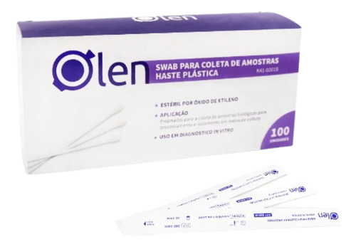 Swab Para Coleta De Amostras Haste Plástica 100un Olen