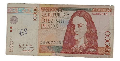 Billete De 10 Mil, Año 1995