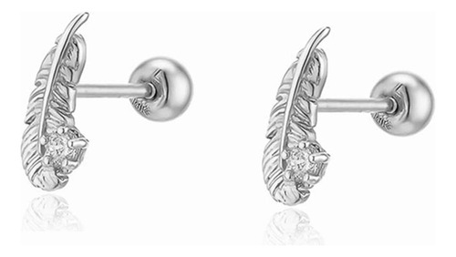 Cz Feather Tiny Cubic Zirconia Stud Aretes Para Mujeres De