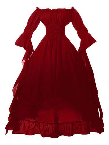 Vestido De Mujer De Manga Larga Con Cuello Largo Hasta El Su