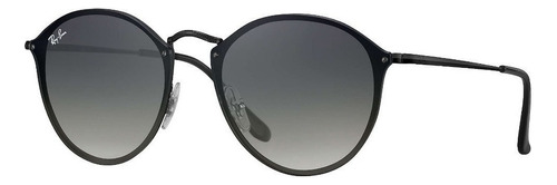 Gafas de sol Ray-Ban Round Blaze Standard con marco de metal color matte black, lente grey de plástico degradada, varilla matte black de metal - RB3574N