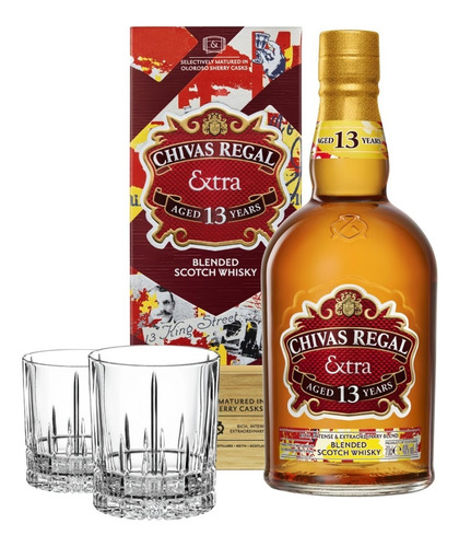 Imagen 1 de 10 de Whisky Chivas Regal Extra 13 AƱos Estuche + 2 Vasos. Cuotas