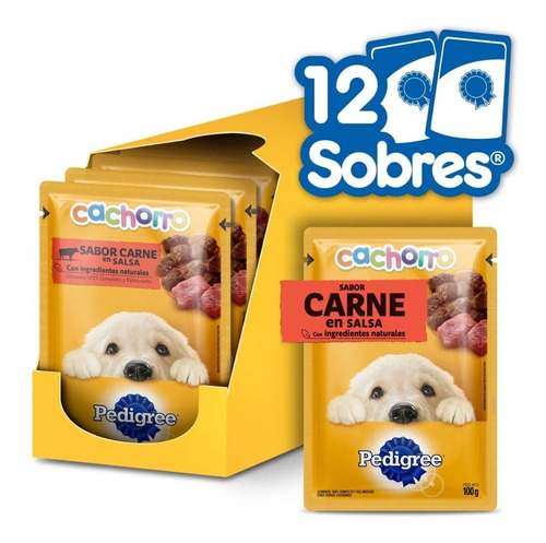 Pedigree Alimento Húmedo En Sobre Perro Cachorro Carne 12un