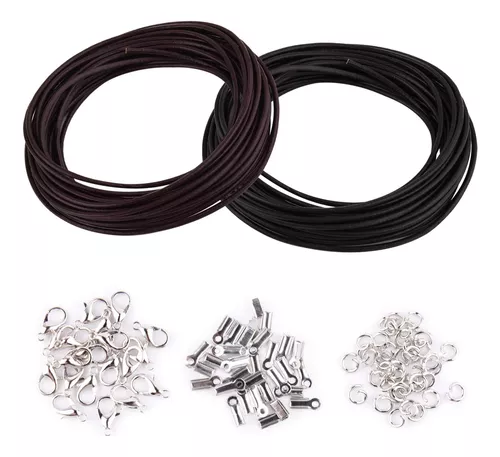  1 cordón de cuero trenzado de fibra sintética de 0.47 x 0.31  pulgadas, cordón de cuero trenzado plano para hacer pulseras, cordón de  cuero sintético para manualidades, collar de cuerda de