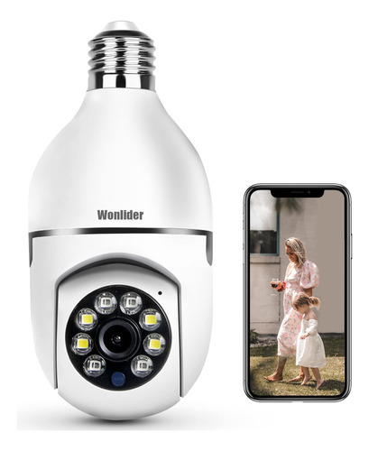 Wonlider Camara De Bombilla, 360 Grados Panoramica/inclinaci