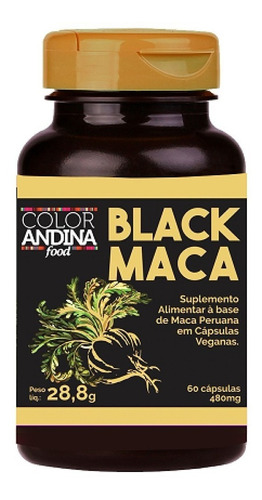 Maca Peruana Black (preta) Pura Vegano 60 Cáps Color Andina