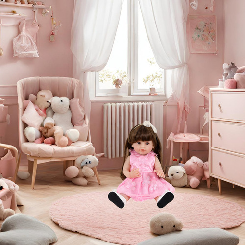 Bebê Sweetie Reborn Vestido Rosa Flores C/ Sapatilha Premium
