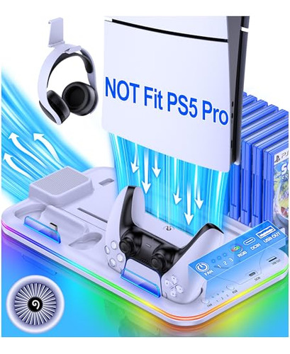 Pack Soporte Ps5 Con Enfriador Y Cargador De Controladores