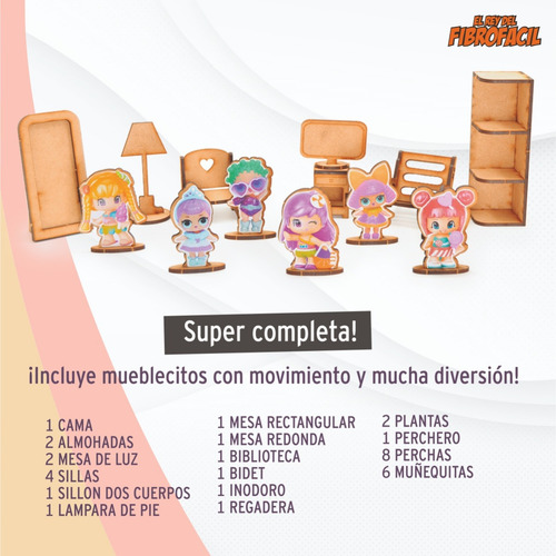 Imagen 4 de 10 de Casita De Muñecas Madera Fibrofácil + 30 Muebles + Regalos