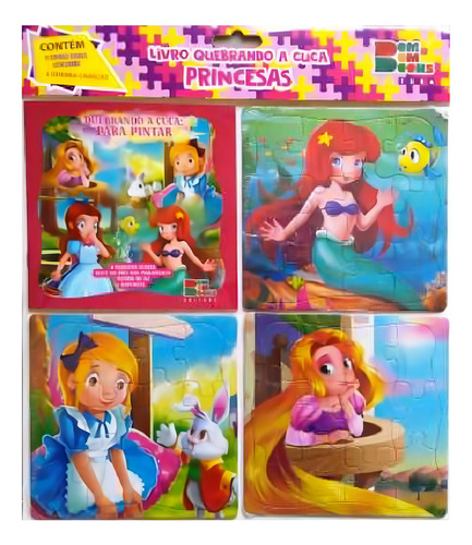 Quebrando A Cuca - Princesas 2 Livro Para Colorir E 3 Quebra-cabeças, De Vários Autores. Editora Bom Bom Books, Capa Mole Em Português
