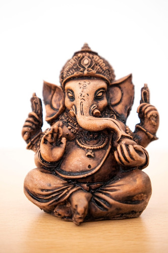 Estatuilla Ganesha Resina Color Madera - Importado De India