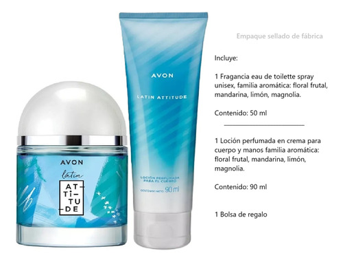 Set Eau De Toilette Fragancia Latin Attitude Avon + Crema 2p
