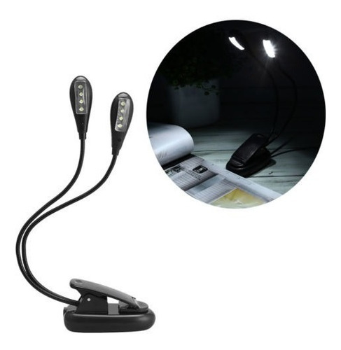 Brazo Dual 8 Led Libro Lectura Flexible Con Clip Regulable L