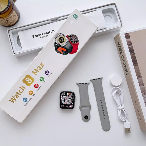 Relógio Watch 8 Max Smartwatch 1.85 Pulseira Cinza