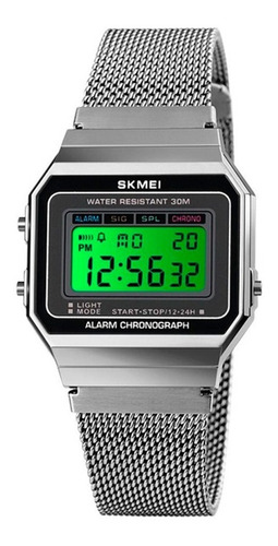 Relógio Unissex Skmei Digital 1639 Sk40010 Prata Cor do fundo Claro