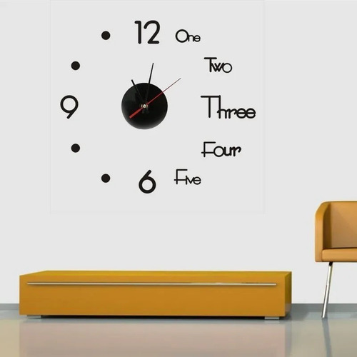 Imagen 2 de 7 de 3d Adhesivo Mudo Moderno Reloj Digital De Pared (negro)